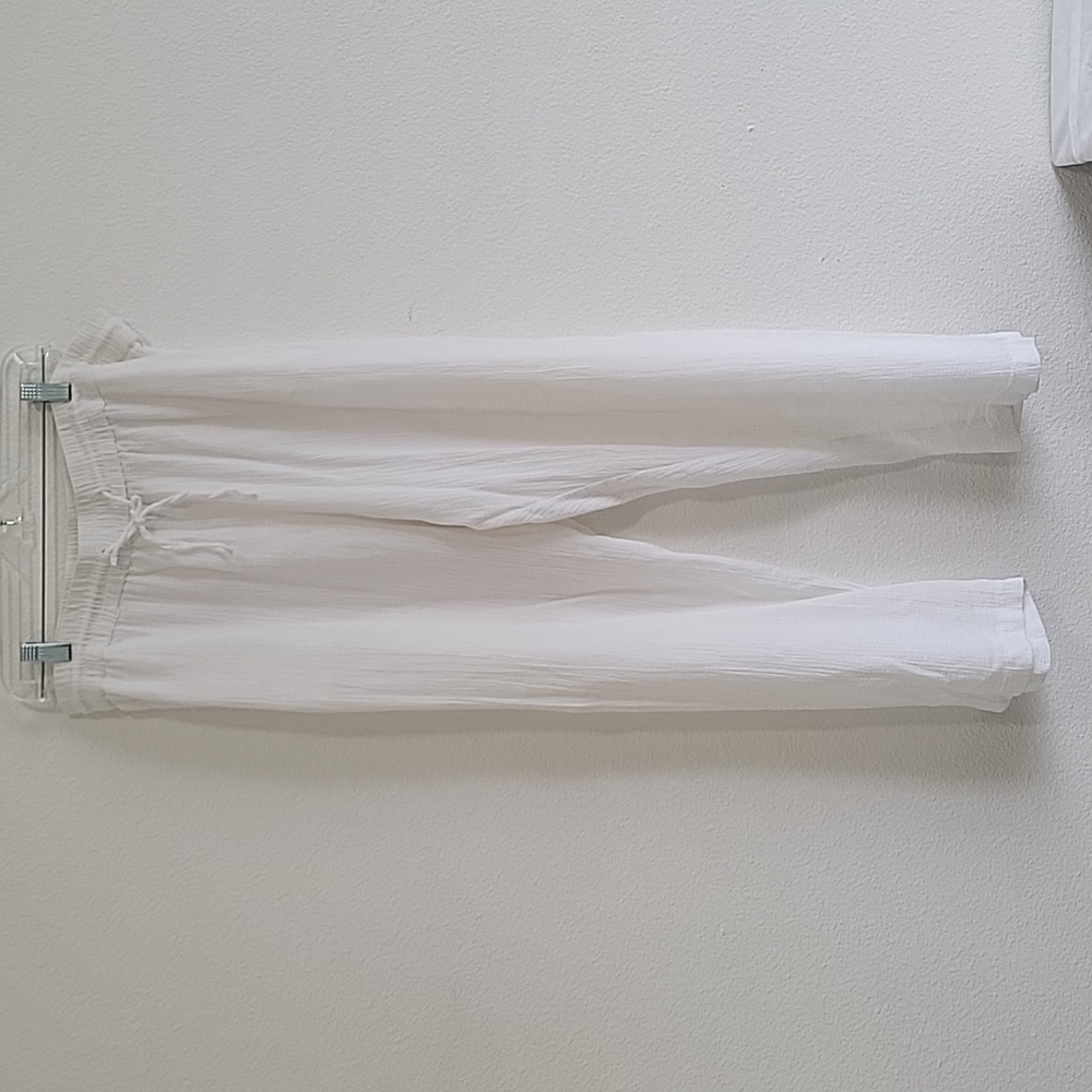 BFA Classics 100% Cotton Lounge Pants Women's Size 1X White Drawstring a…